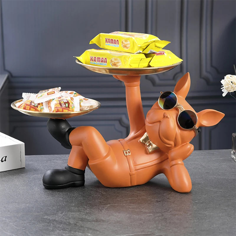 HoldDog – Statue Bouledogue avec Plateau & Lunettes